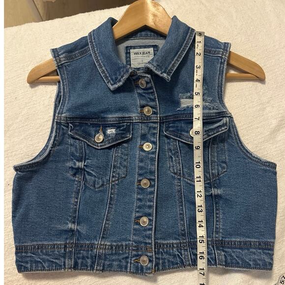 Wax Jeans Women's Classic Cropped Denim Vest SzL - Picture 4 of 6